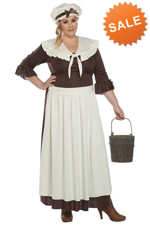 Plus Size Colonial Village Woman Costume